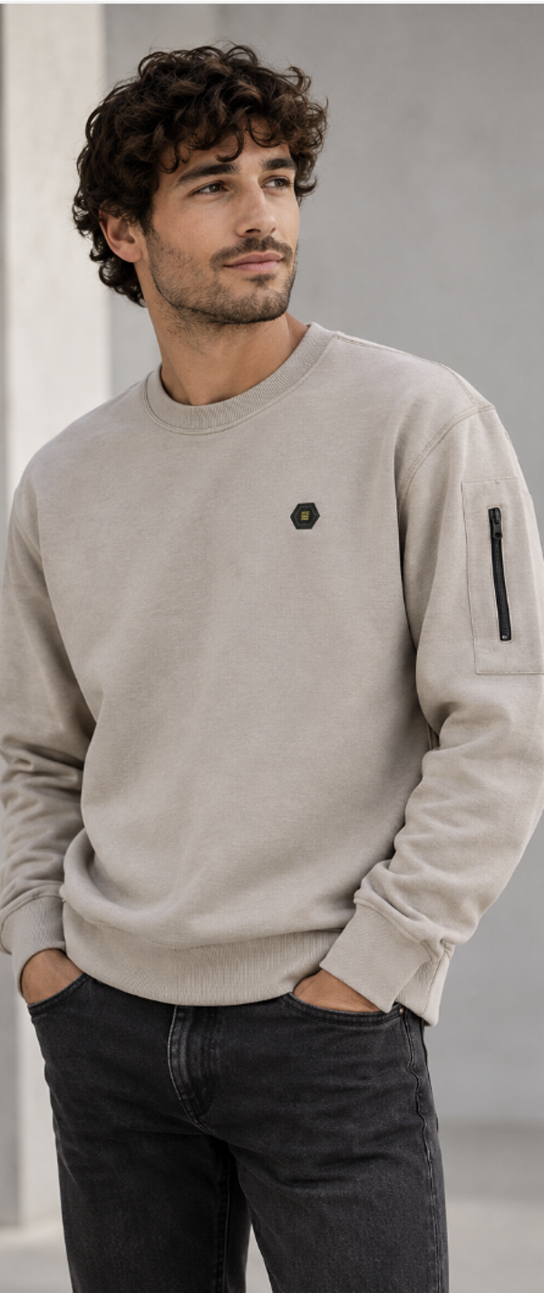 No Excess Sweater Crewneck Brushed inside Clay