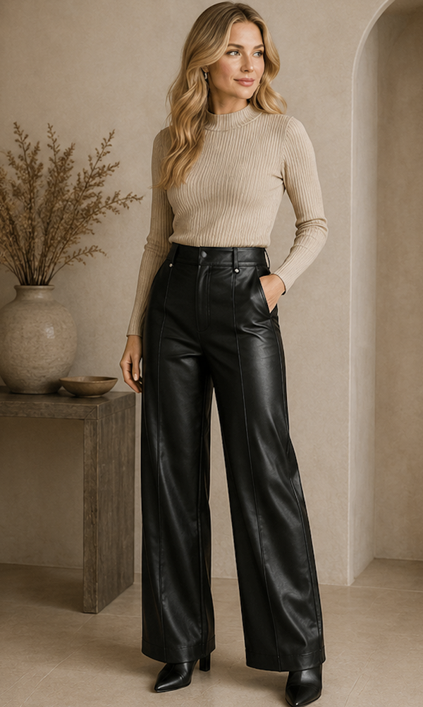 Sophia Perla Mara Broek (Nep Leer) Zwart