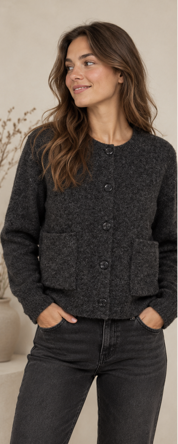 ONLY ONLPIEMONTE Vest Knoopsluiting Grijs