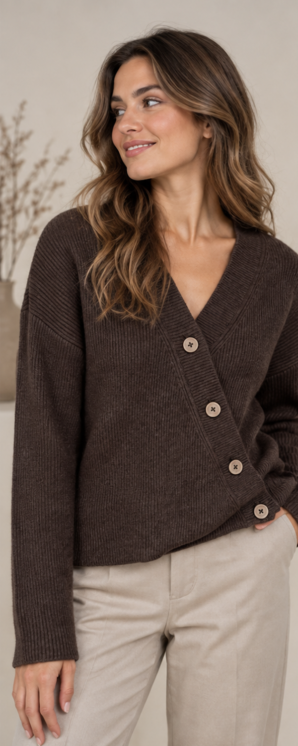 ONLY ONLKATIA Ribbed Cardigan Asymmetrische Knopen