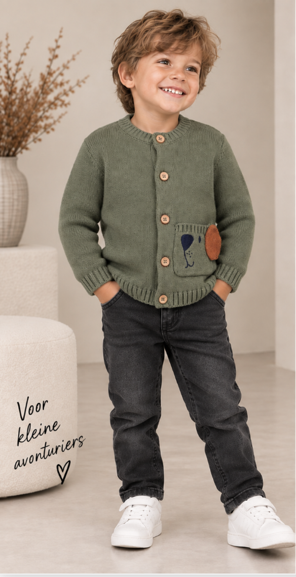 Blue Seven  Mini Gebreid Vest Saliegroen