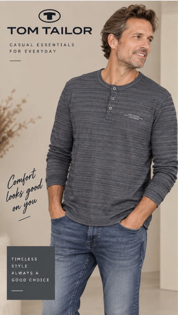 Tom Tailor Henley Longsleeve Blue Mint Inject