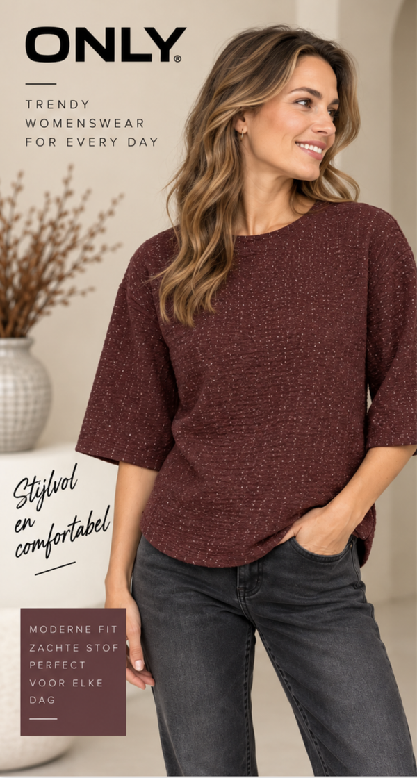 ONLY Onlmilla Glitter 3/4 Mouw Top