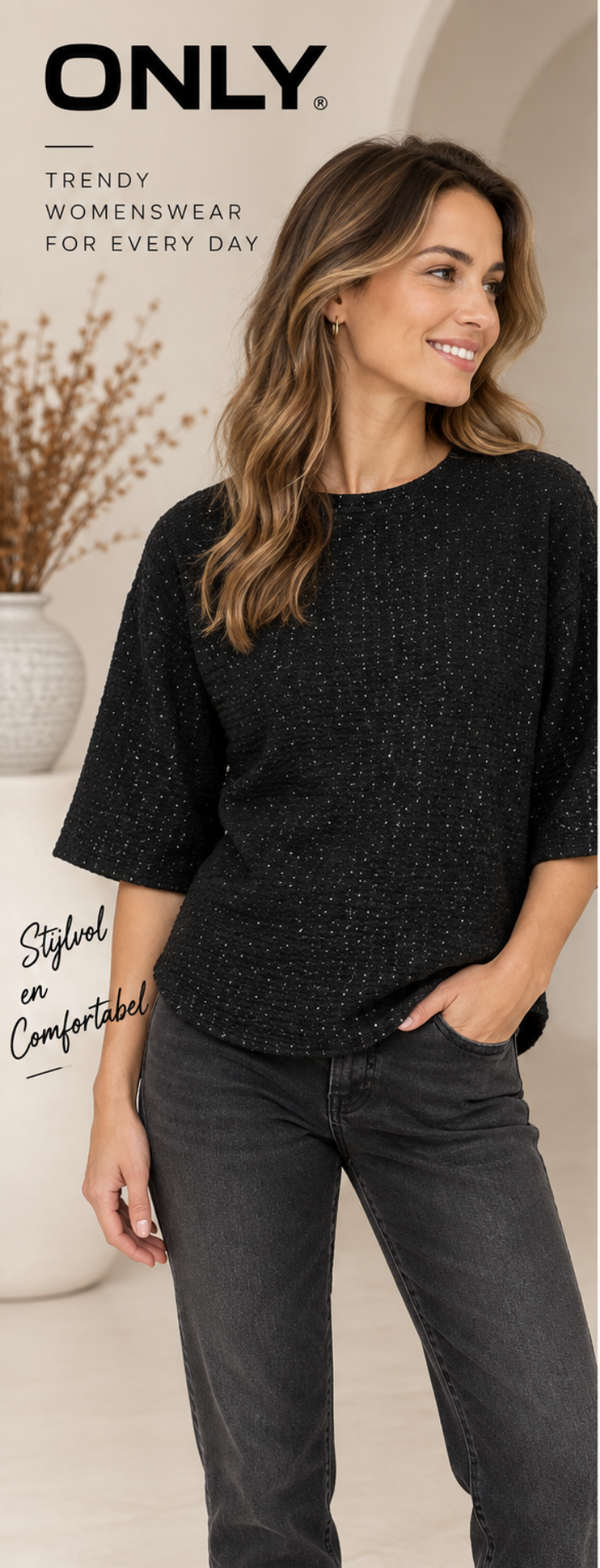 ONLY Onlmilla Glitter 3/4 Mouw Top