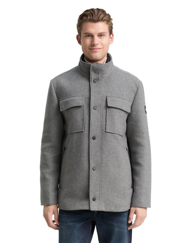 Tom Tailor 1046984 2 in 1 wool jacket Color: 30507 light stone grey wool twil