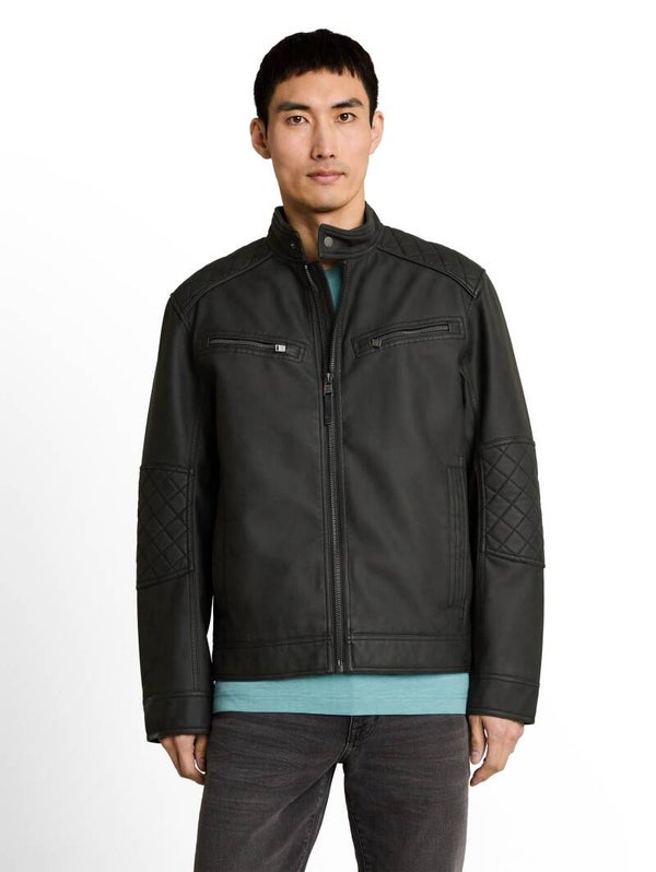 Tom Tailor Faux Velour Touch Leather Jacket zwart