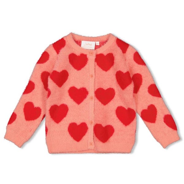 Jubel 91300181 Vest gebreid AOP - Queen of Hearts - L. roze W25J2