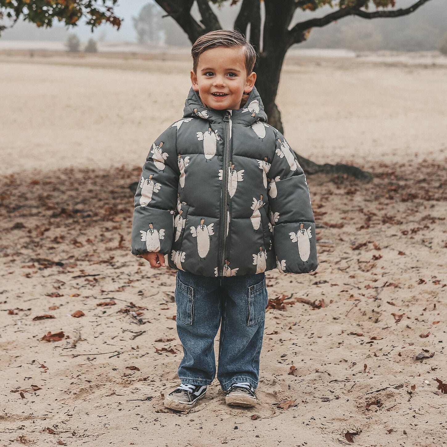 Your Wishes YOW25-951OBE Jas Chicken Puffer Coat Raven