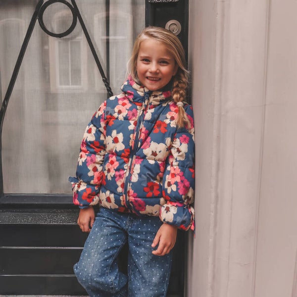 Your Wishes Floating Daisy Tie Puffer Coat