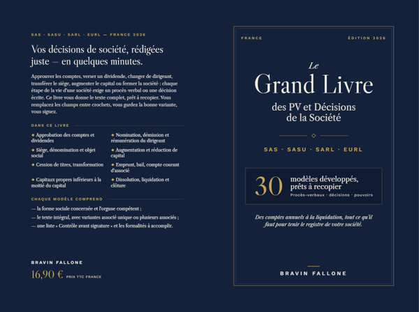 le grand livre des pv et decisions d'une société version numérique
