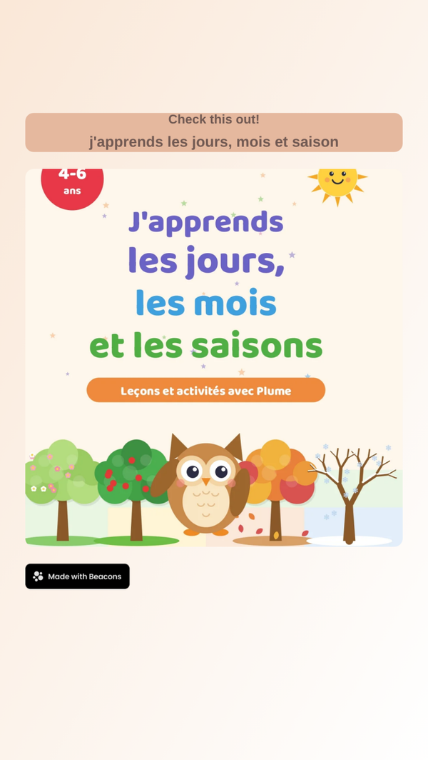 j'apprend les jours, mois et saison