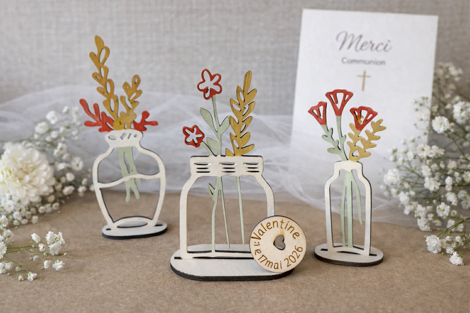 Trio de vases souvenir naturels