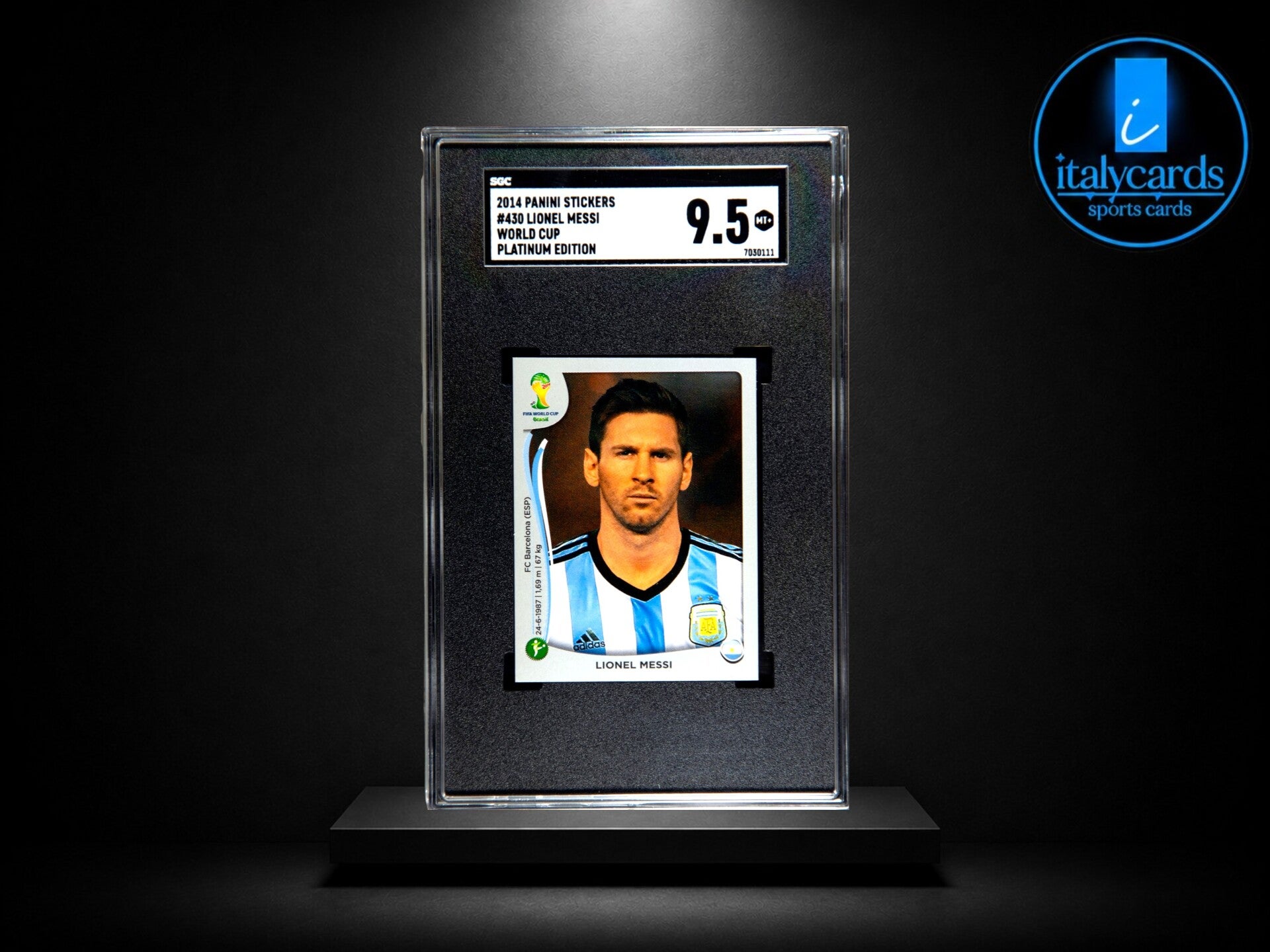 2014 PANINI BRASIL PLATINUM EDITION LIONEL MESSI GRADED SGC 9.5