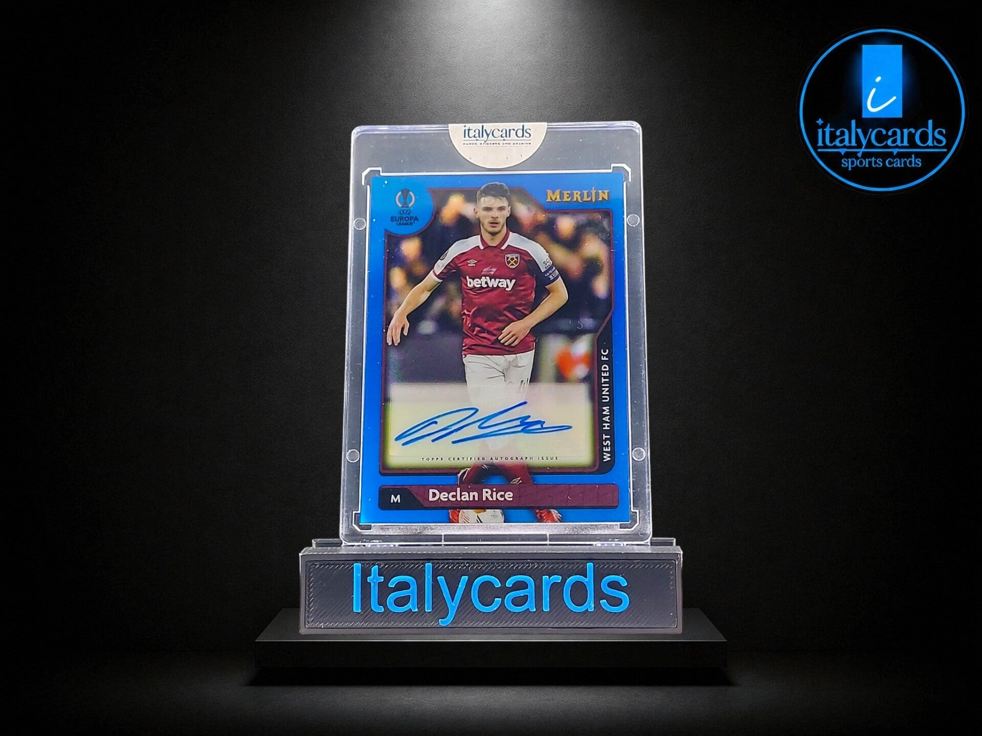 2021-22 TOPPS MERLIN DECLAN RICE AUTOGRAFO BLUE 09/75