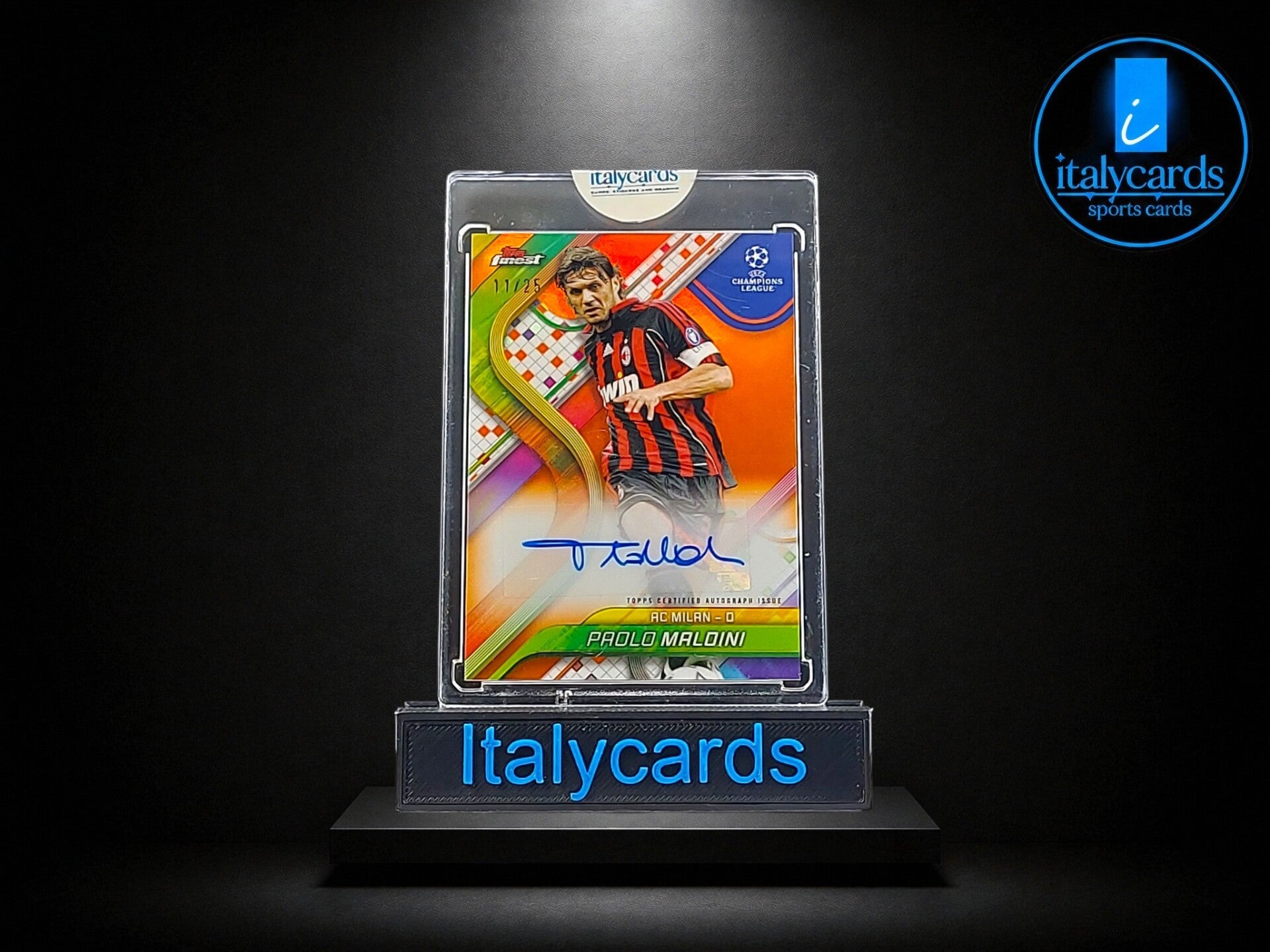 2024-25 TOPPS FINEST PAOLO MALDINI AUTOGRAFO ORANGE 11/25
