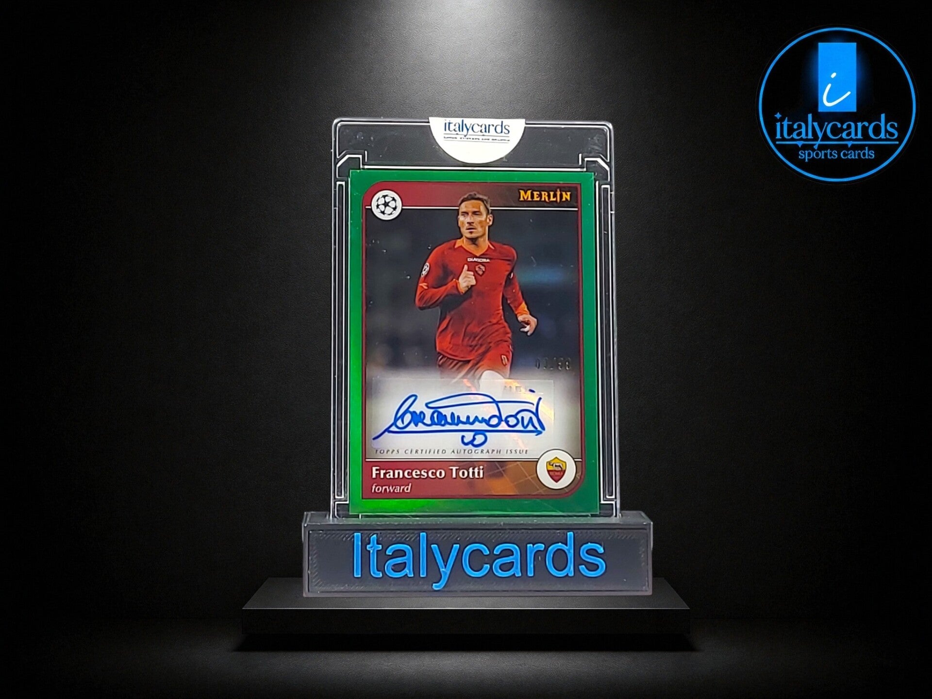 2024-25 TOPPS MERLIN UCC FRANCESCO TOTTI AUTOGRAFO GREEN 03/99