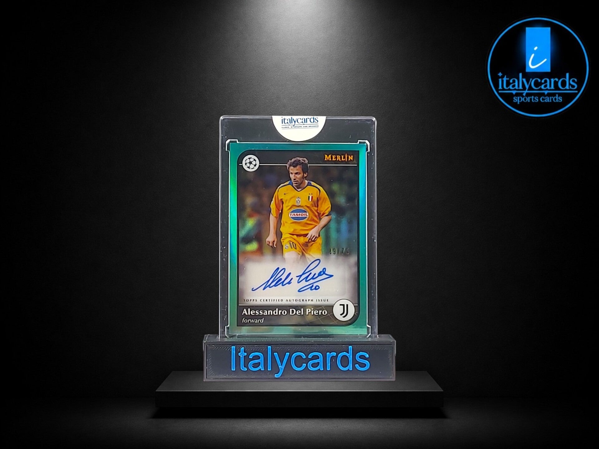 2024-25 TOPPS MERLIN UCC ALESSANDRO DEL PIERO AUTOGRAFO TEAL 49/75