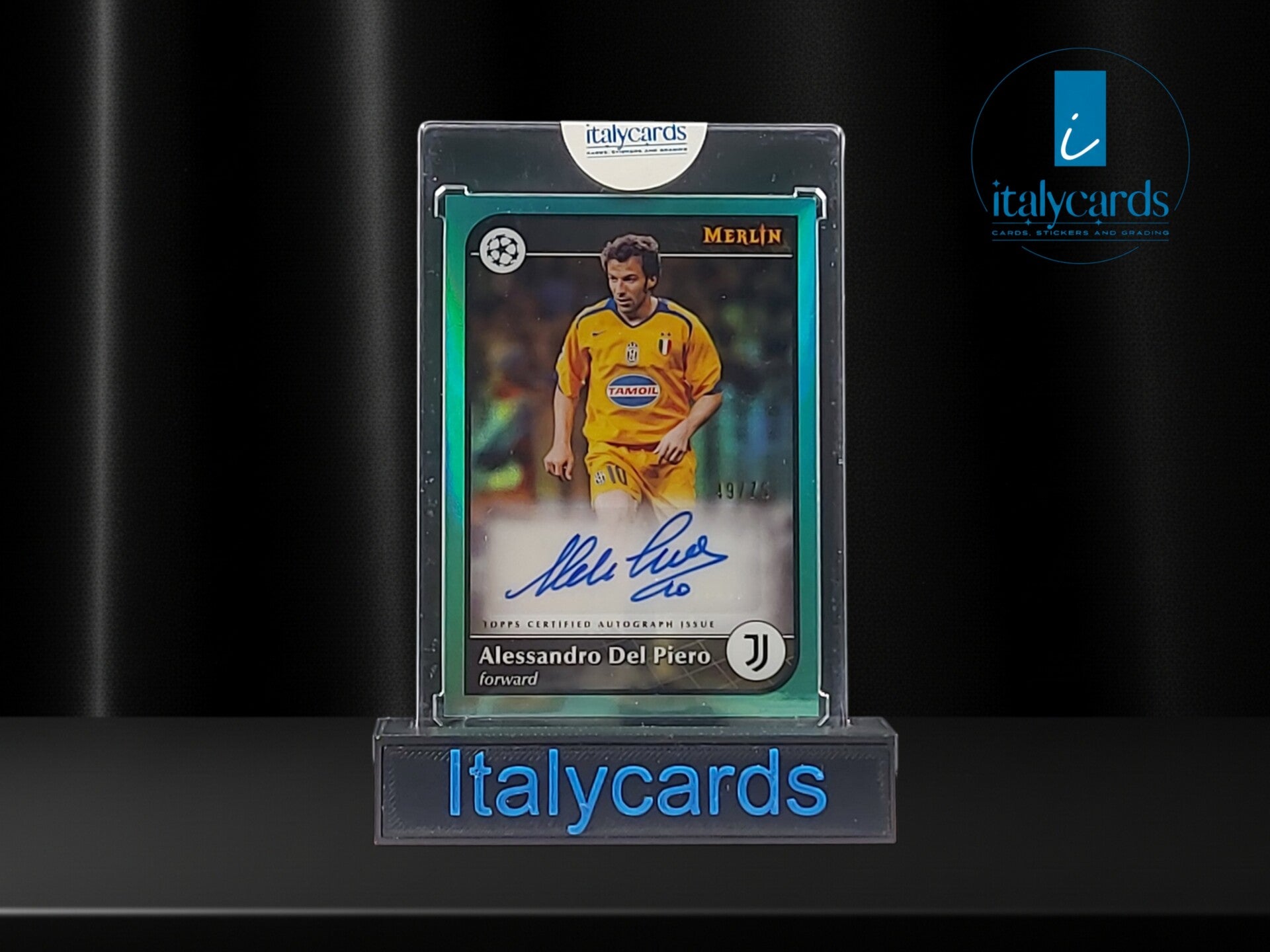 2024-25 TOPPS MERLIN UCC ALESSANDRO DEL PIERO AUTOGRAFO TEAL 49/75