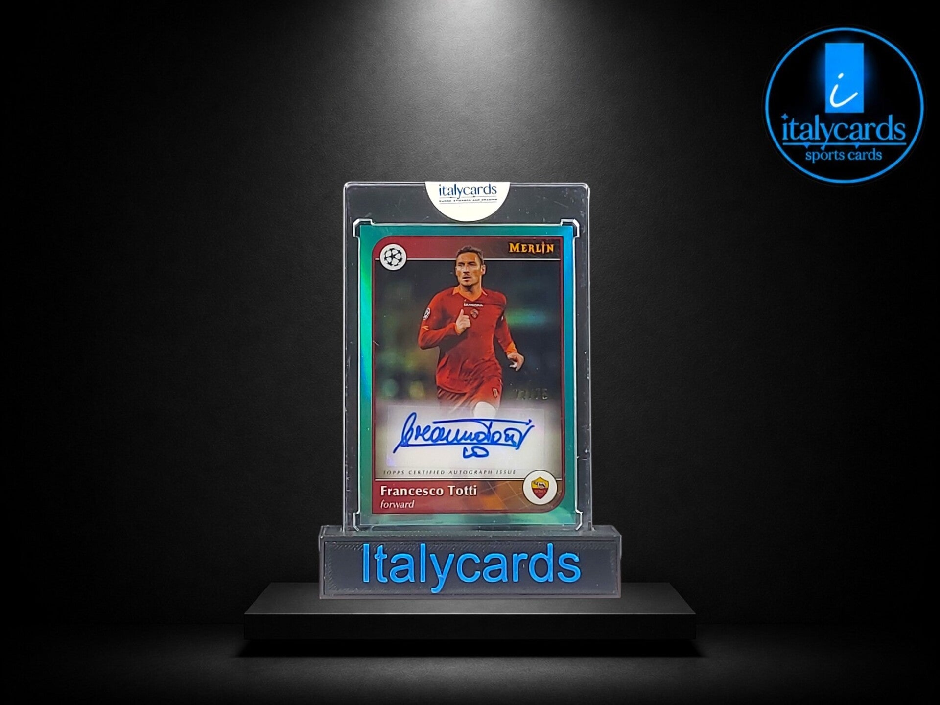 2024-25 TOPPS MERLIN UCC FRANCESCO TOTTI AUTOGRAFO TEAL 72/75