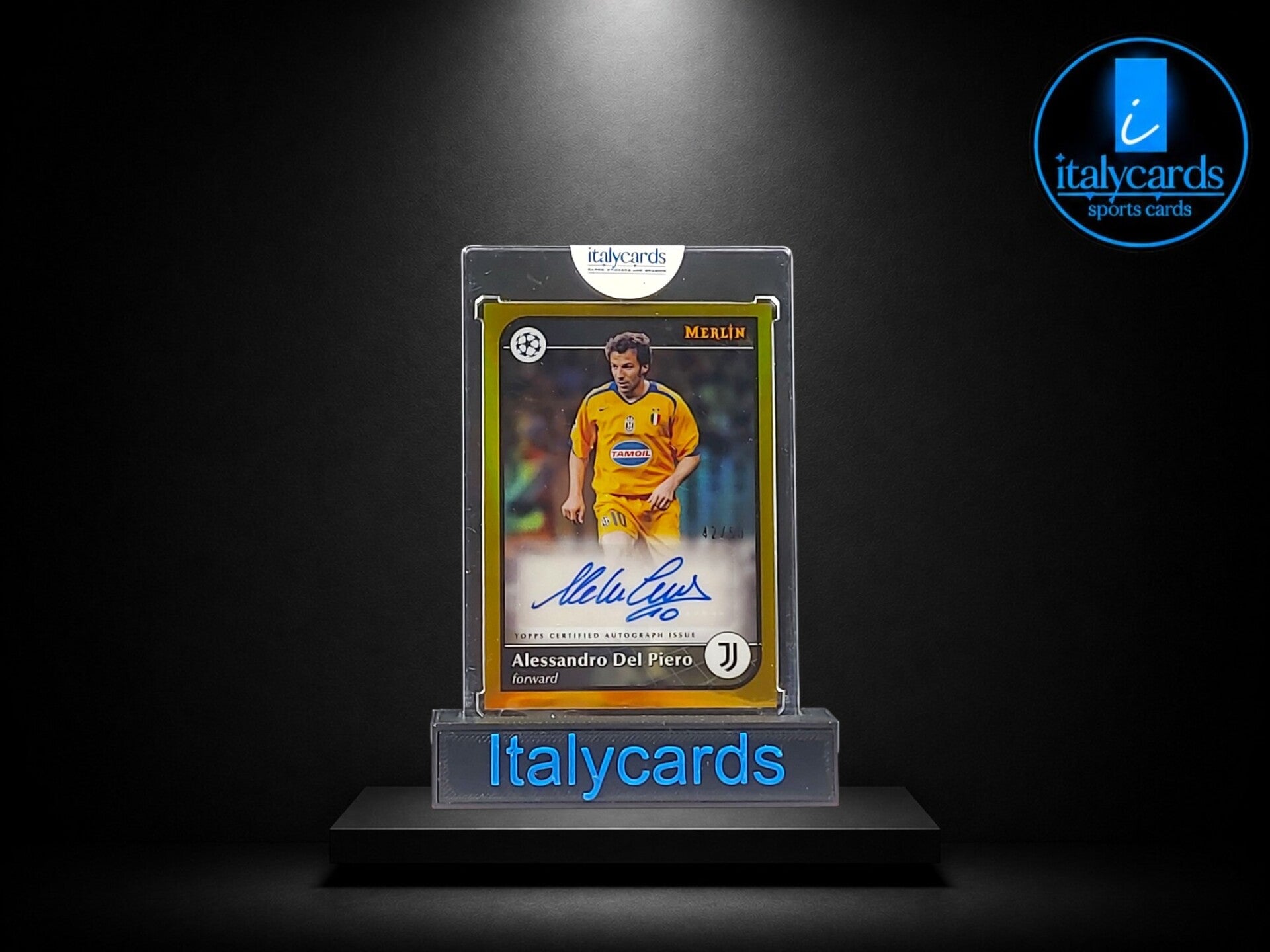 2024-25 TOPPS MERLIN UCC ALESSANDRO DEL PIERO AUTOGRAFO GOLD 42/50