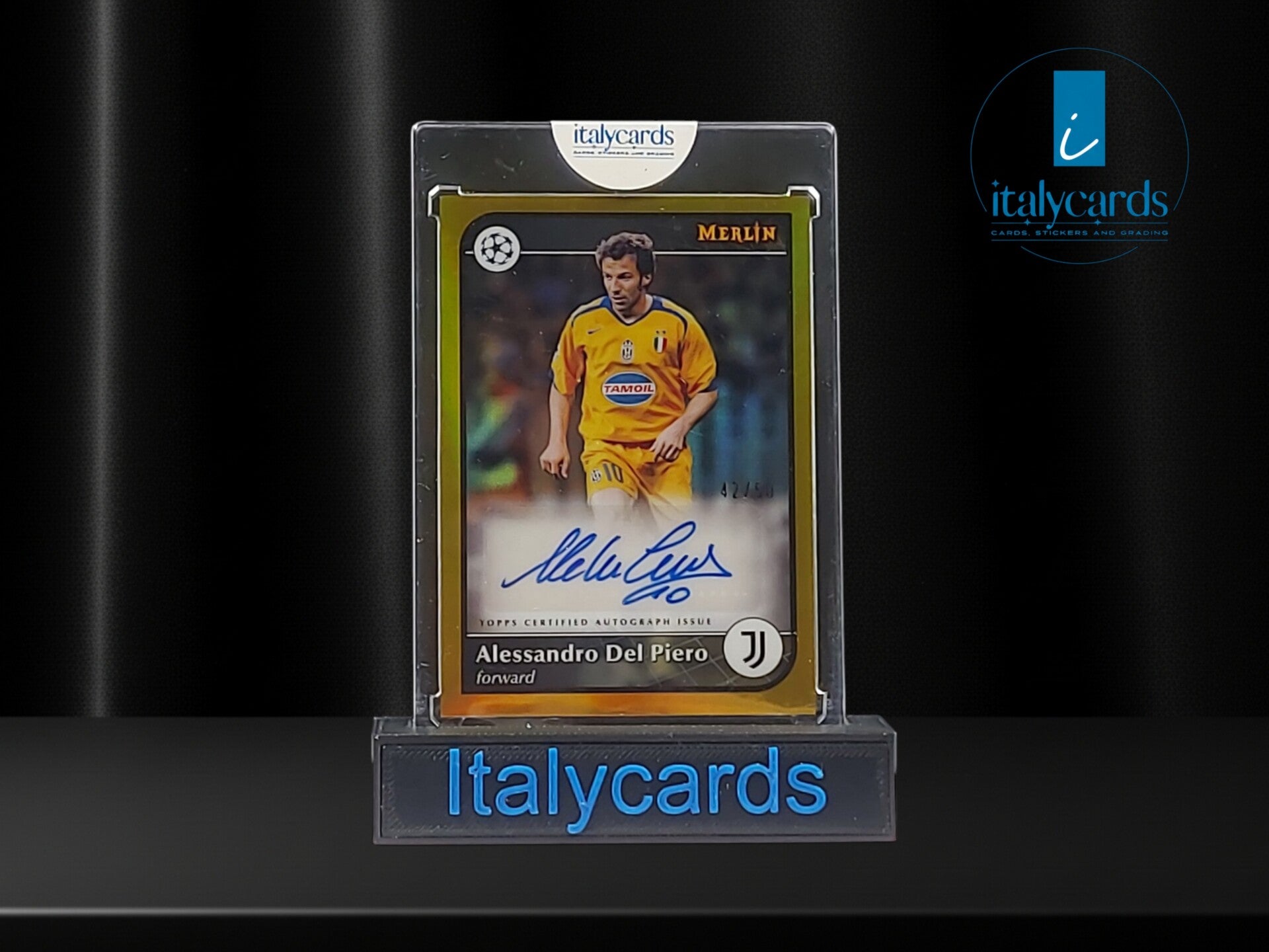 2024-25 TOPPS MERLIN UCC ALESSANDRO DEL PIERO AUTOGRAFO GOLD 42/50