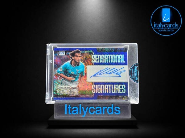 2025-26 PANINI PRIZM FIFA SOCCER ROBERTO MANCINI AUTOGRAFO BLUE SHIMMER
