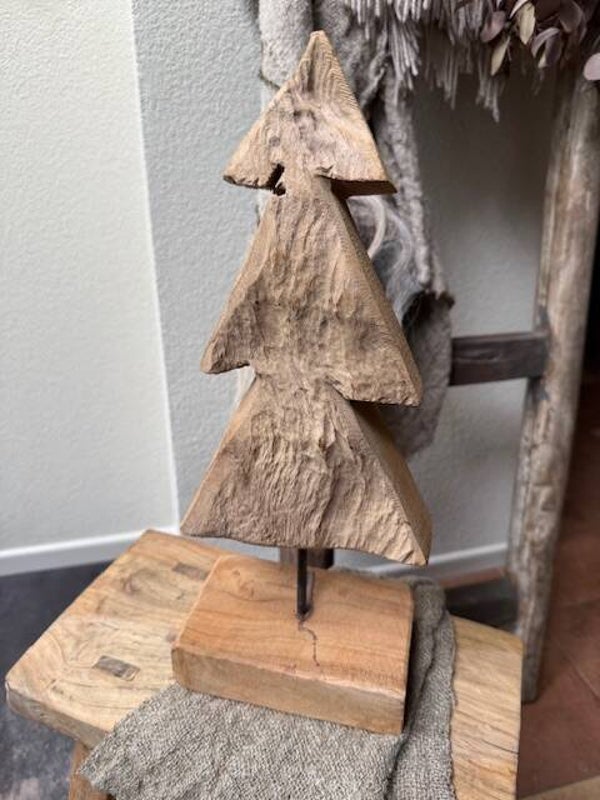 1099, Oud houten kerstboompje op houten voet, model A