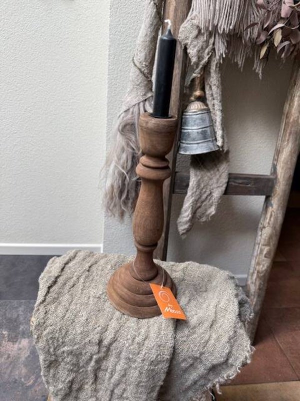 2014, By Mooss houten kandelaar 30cm, hoge voet