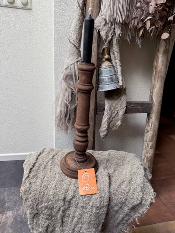 2015, By Mooss houten kandelaar 30cm, lage voet