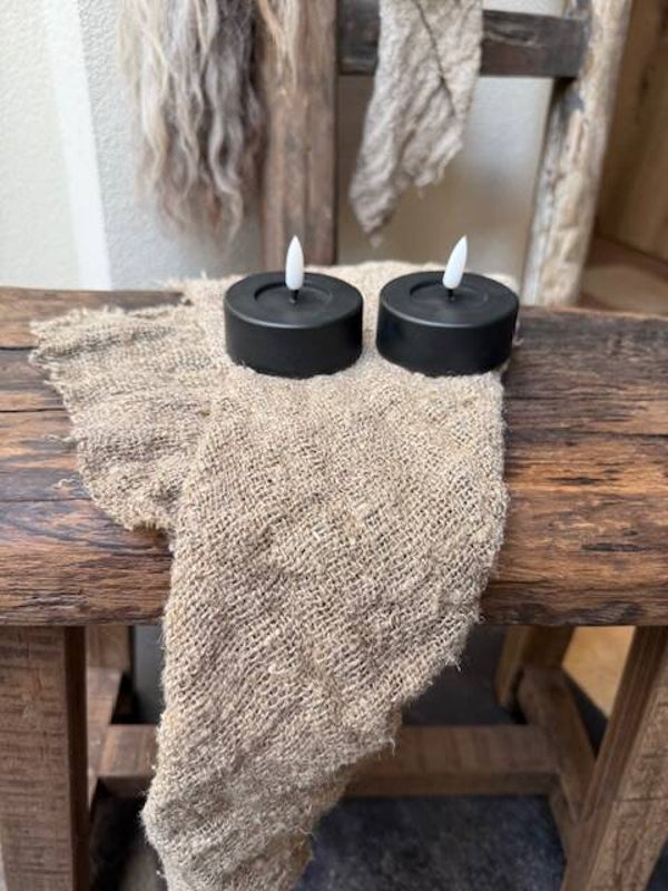 1065, Countryfield theelichtjes, groot formaat, Zwart 2st. Incl batterij