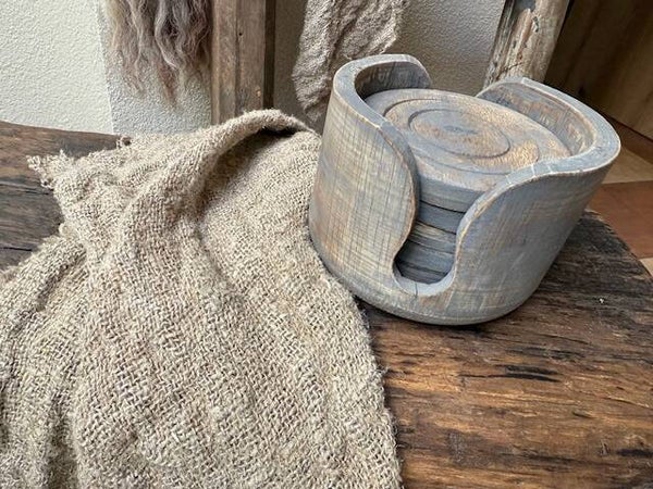 1068, Landelijke houten onderzetters rond bruin grijs
