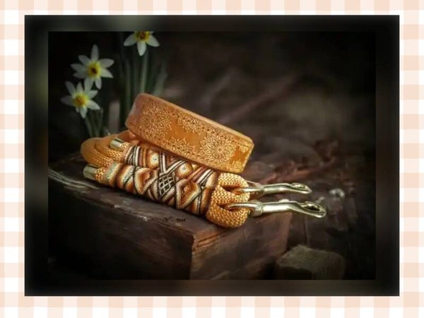 Leder Handgenäht "Mandala Pfirsichgelb/Ocker"