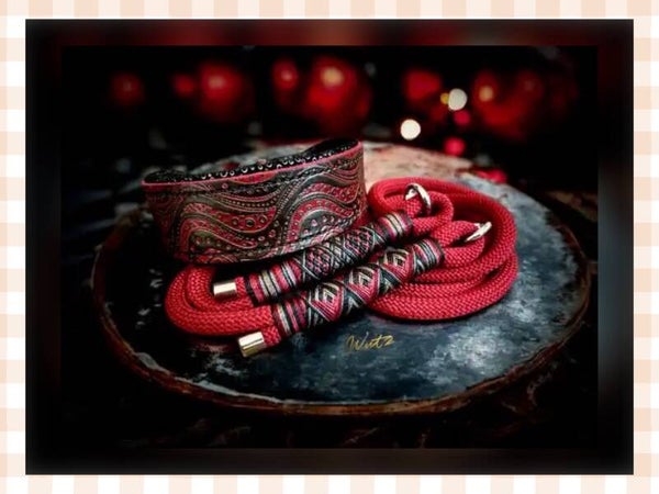 Leder Handgenäht  "Shabby Schwarz/Kaminrot/Bronze“