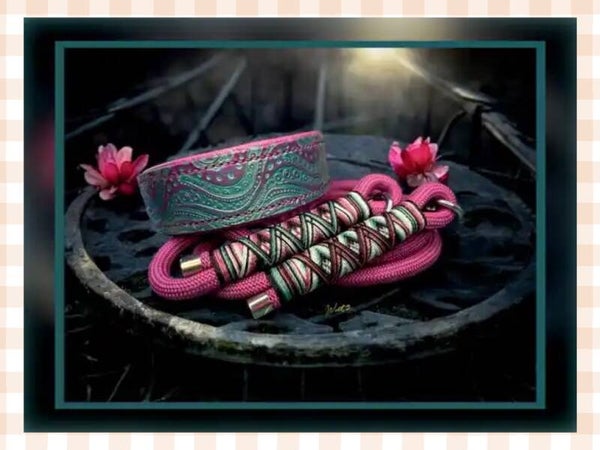 Leder Handgenäht  "Shabby Aqua/Beere“