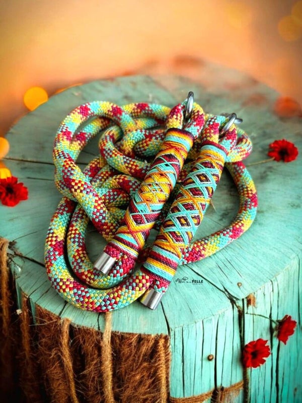 Sofortkauf-Leine Mint/Gelb/Rot Unikat