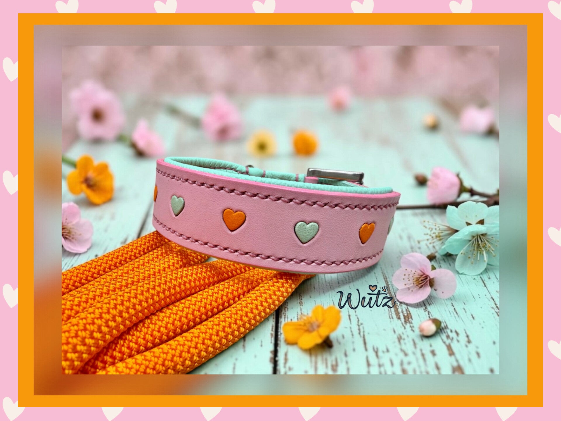 Leder Handgenäht „Herzilein Rosa“