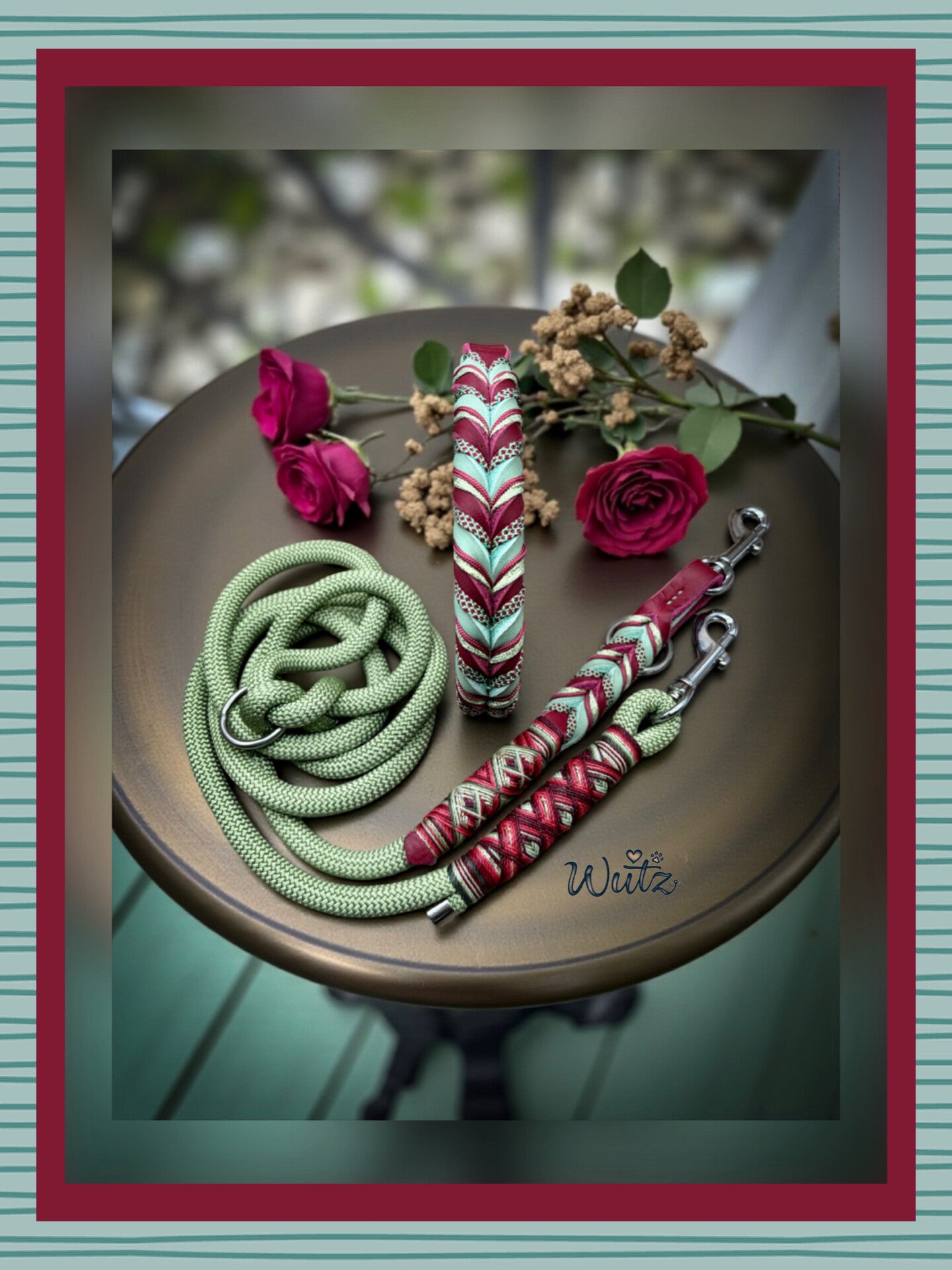 Modell "Bordeaux trifft Minze-Fettleder“