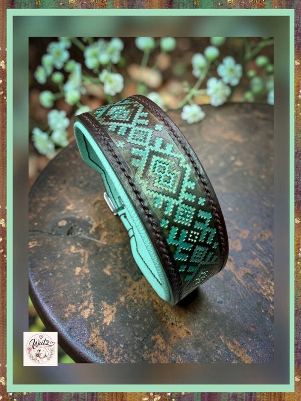 Sofortkauf-Halsband BronzeBraun/Mint HU 42-48cm