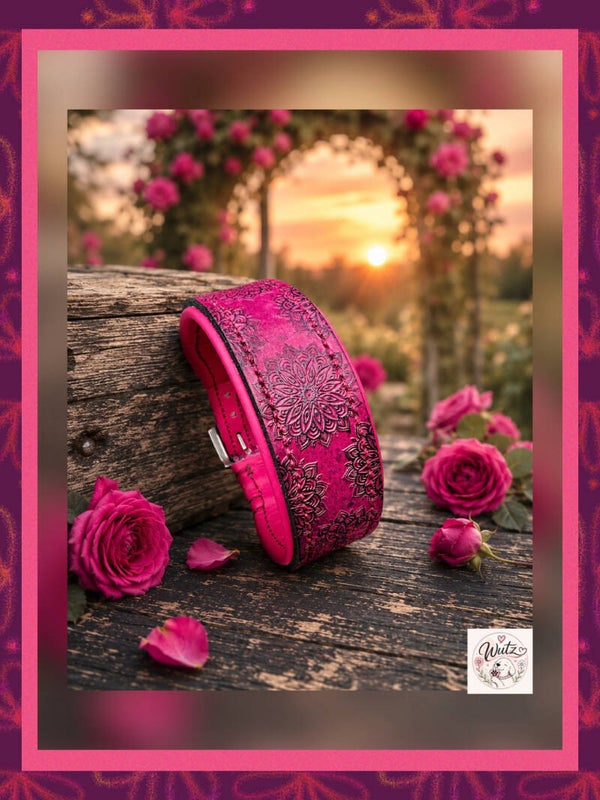 Leder Handgenäht  "Mandala Ton-in-Ton Pink“