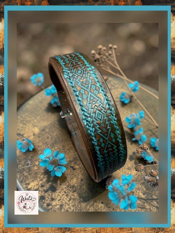 Sofortkauf-Halsband Bronze/Türkis HU 38-44cm