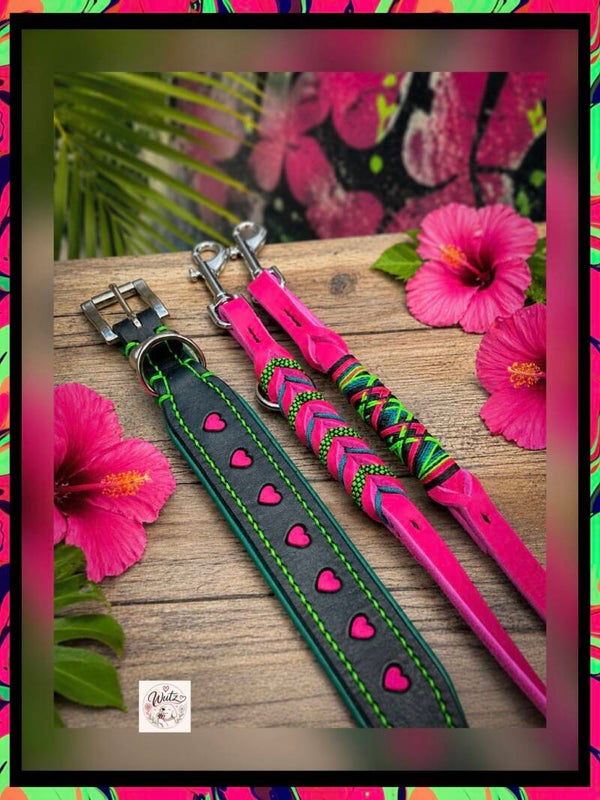 Leder Handgenäht „Herzilein Hibiskus“
