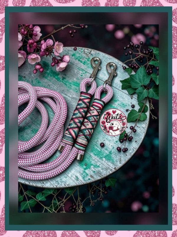 Sofortkauf-Leine Unikat Fuchsia/Silber