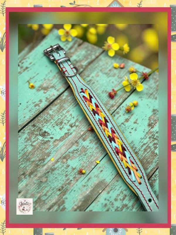 Sofortkauf-Halsband Minze mit Aufflechtung HU 26-32cm