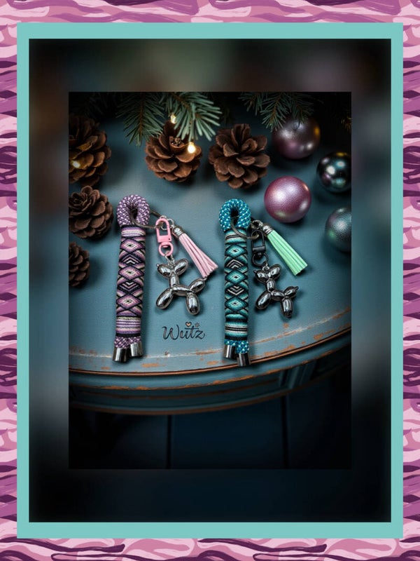 Sofortkauf BalloonWutz-Anhänger „Streifenhörnchen Malve/Aqua“