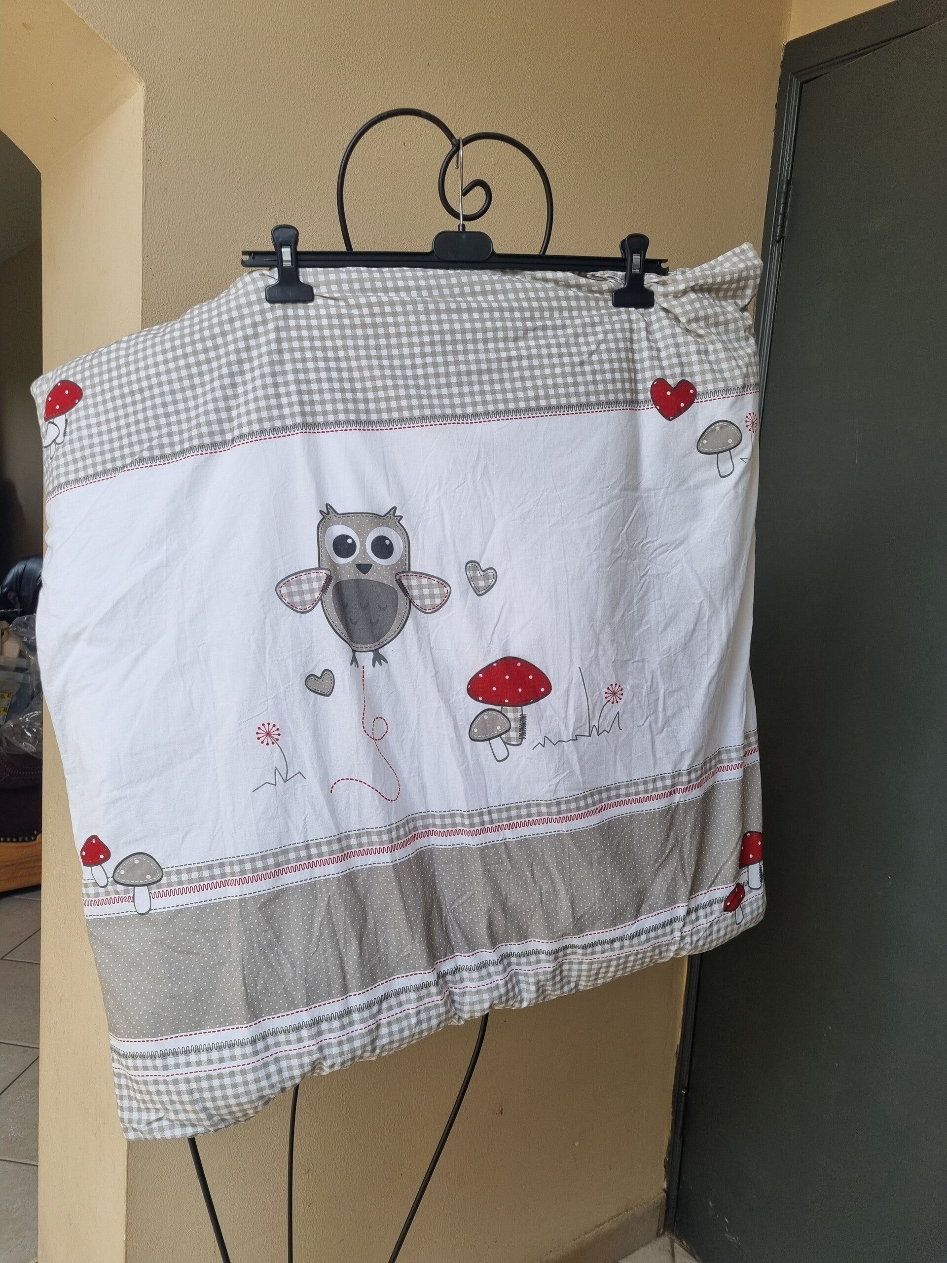 ensemble couverture et coussin hibou