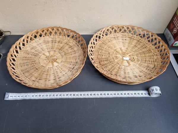 lot de 2 plateaux ronds en osier