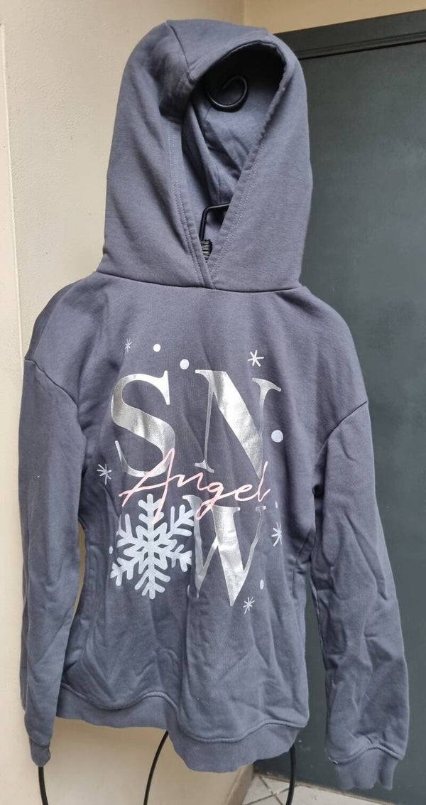 pull gris avec dessin d'hiver, 11/12 ans