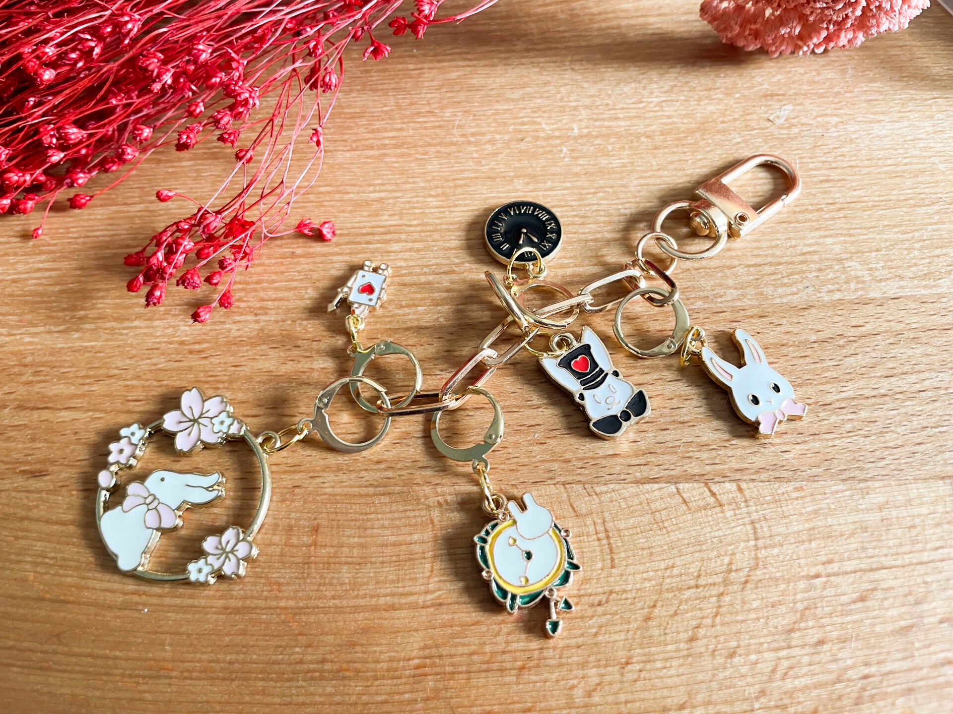 Lot anneaux Porte-clés #1 • inspiration Alice