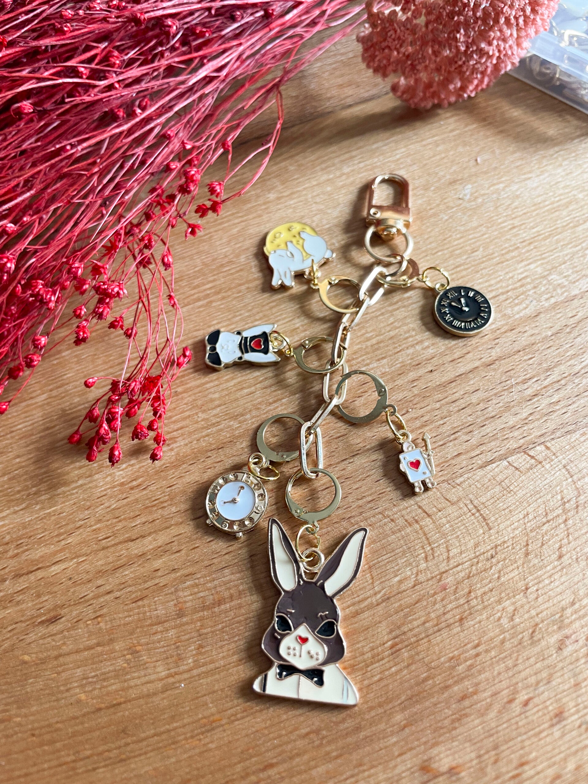 Lot anneaux Porte-clés #2 • inspiration Alice