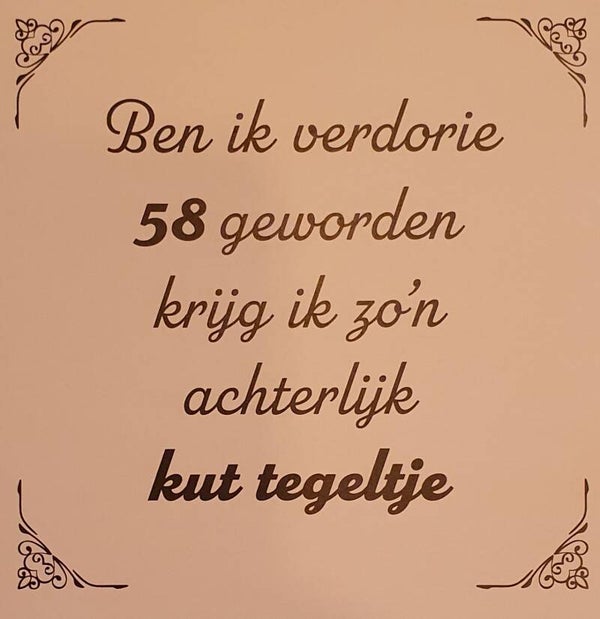 Tegeltje 58 jaar